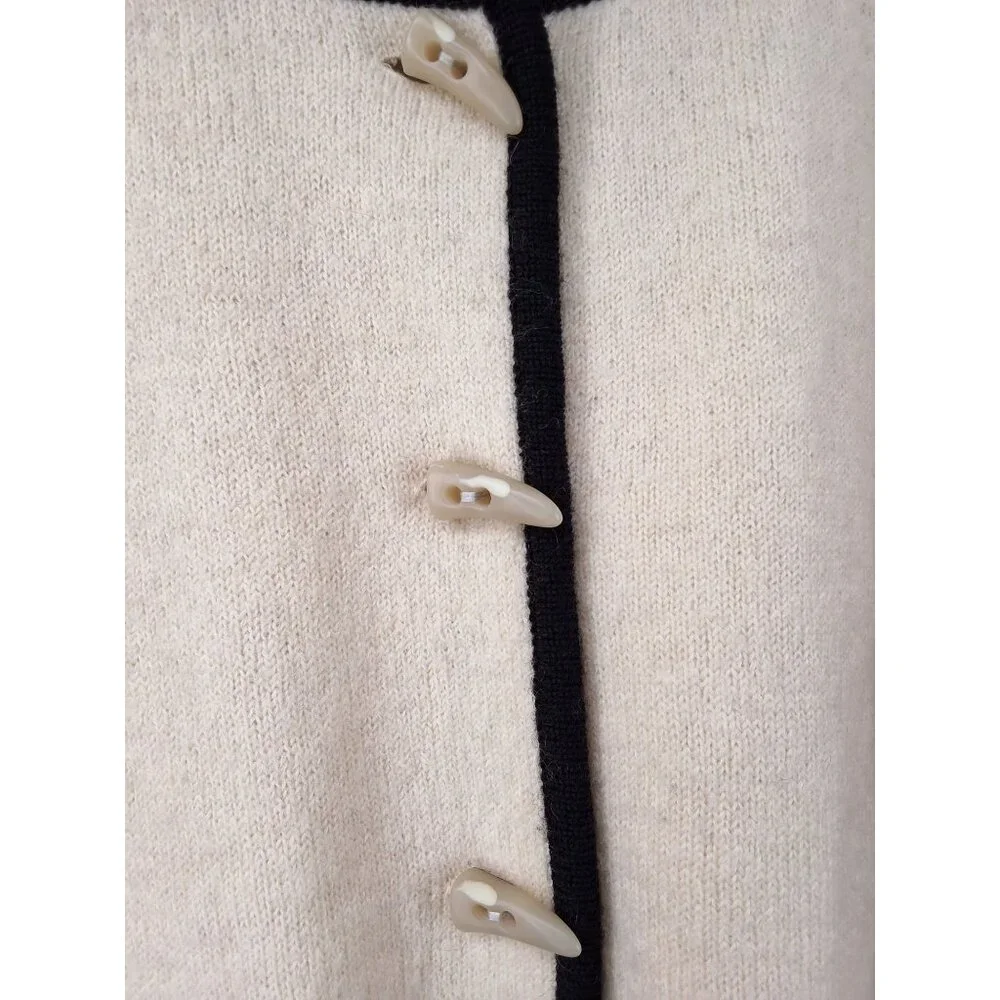 Vintage WondraWool Cream Wool Embroidered Toggle Cardigan Sweater Size L‎